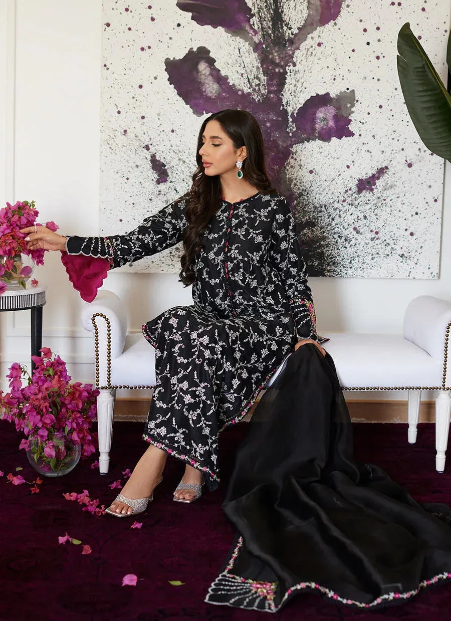 Farah Talib Aziz Luna Eid Collection 24 Black Raw Silk – view 3 – Poshaq