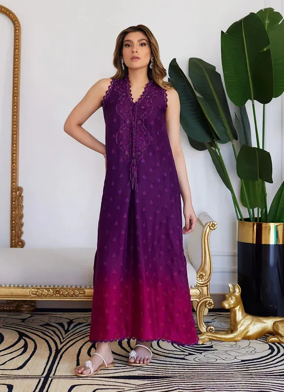 Farah Talib Aziz Luna Eid Collection 24 Magenta Raw Silk – view 1 – Poshaq