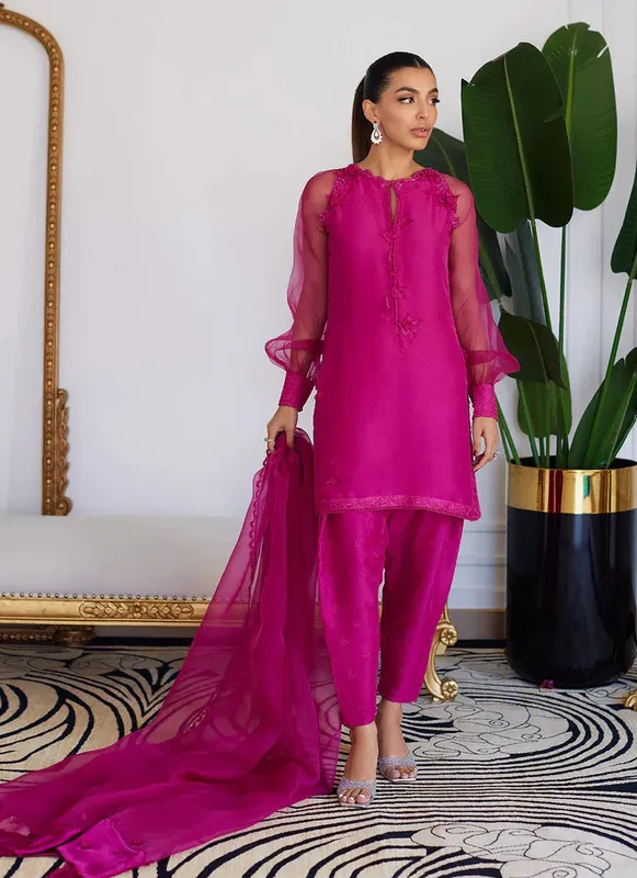 Farah Talib Aziz Luna Eid Collection 24 Pink Raw Silk – view 1 – Poshaq