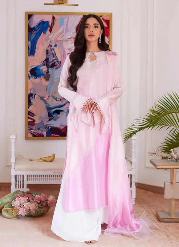 Farah Talib Aziz Luna Eid Collection 24 White Raw Silk – view 1 – Poshaq