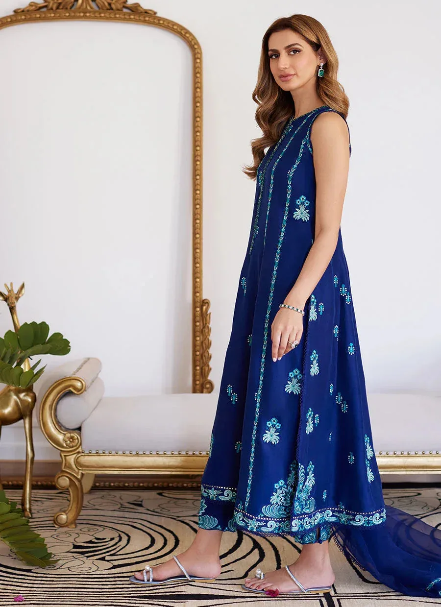 Farah Talib Aziz Luna Eid Collection 24 Blue Raw Silk – view 7 – Poshaq