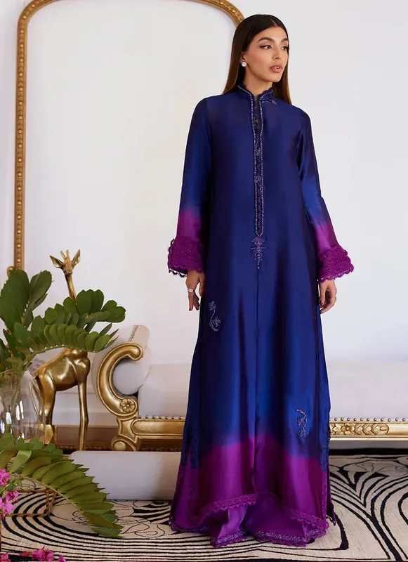 Farah Talib Aziz Luna Eid Collection 24 Magenta Raw Silk – view 1 – Poshaq