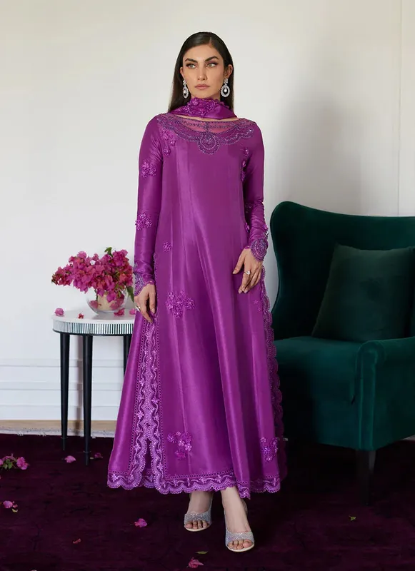 Farah Talib Aziz Luna Eid Collection 24 Magenta Raw Silk – view 1 – Poshaq