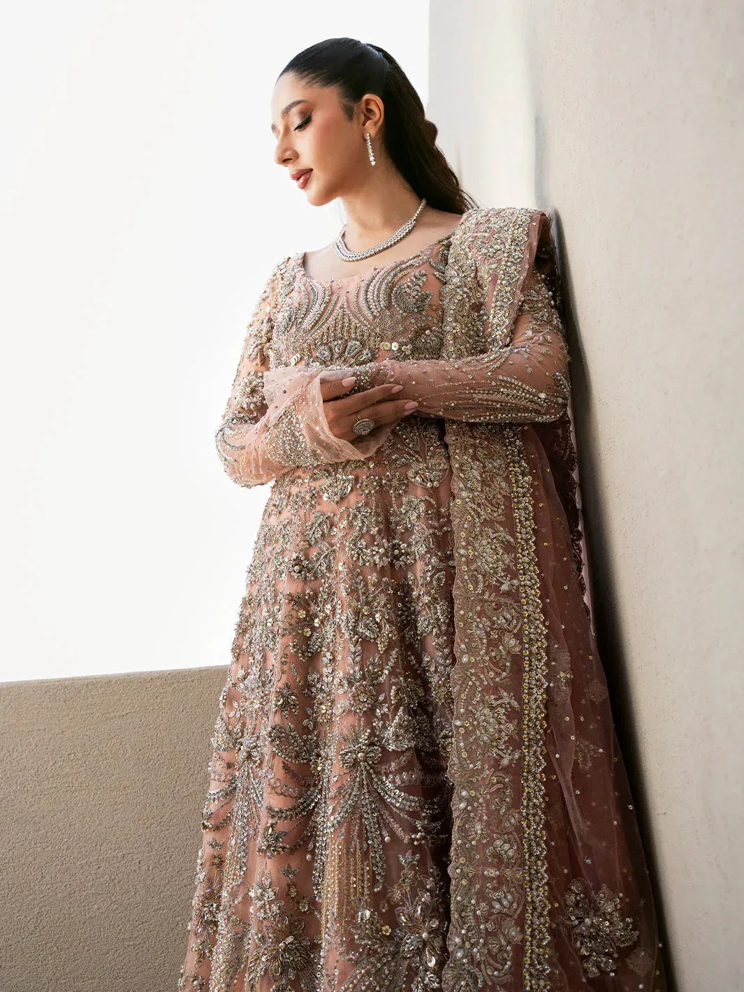 Epoque Reverie Eternelle Blush Pink Organza – view 6 – Poshaq