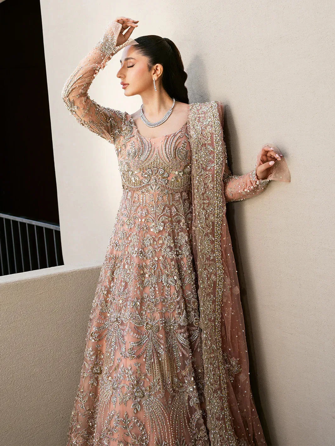 Epoque Reverie Eternelle Blush Pink Organza – view 8 – Poshaq