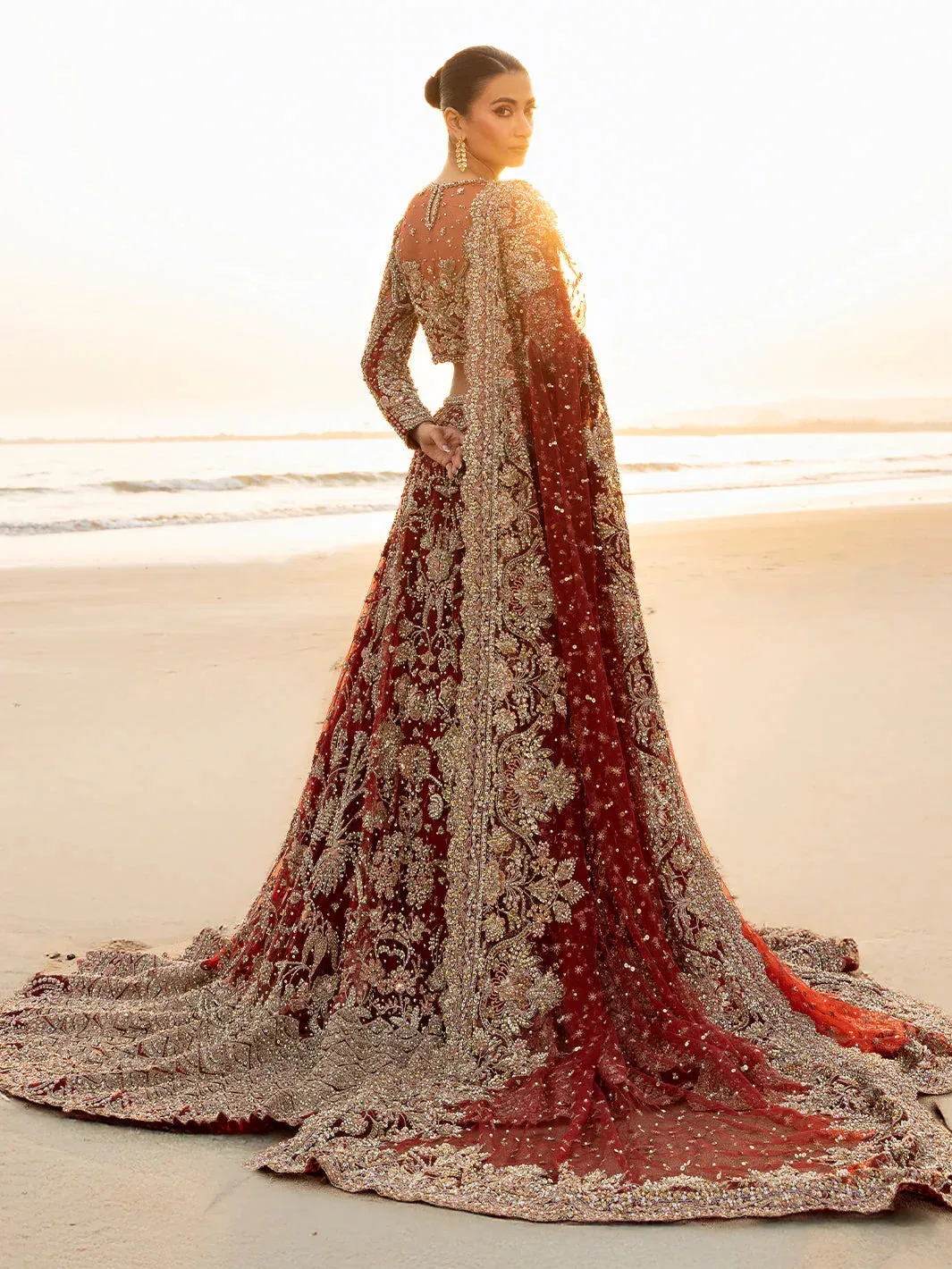 Epoque Reverie Eternelle Maroon Raw Silk – view 2 – Poshaq