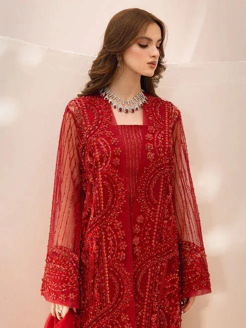 Epoque Le Tresor Luxury Pret Red Raw Silk – view 3 – Poshaq