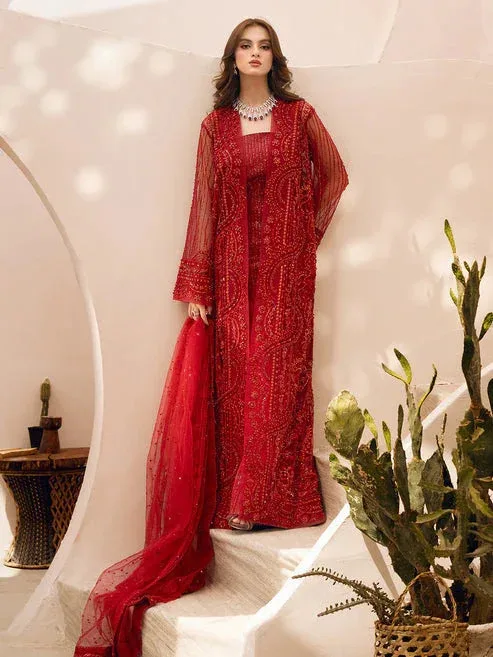 Epoque Le Tresor Luxury Pret Red Raw Silk – view 4 – Poshaq