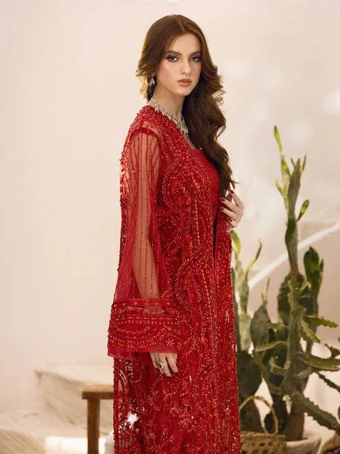 Epoque Le Tresor Luxury Pret Red Raw Silk – view 5 – Poshaq