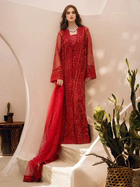Epoque Le Tresor Luxury Pret Red Raw Silk – view 7 – Poshaq