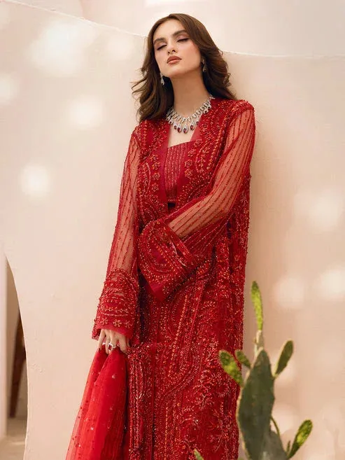 Epoque Le Tresor Luxury Pret Red Raw Silk – view 8 – Poshaq