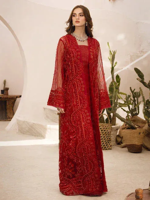 Epoque Le Tresor Luxury Pret Red Raw Silk – view 9 – Poshaq