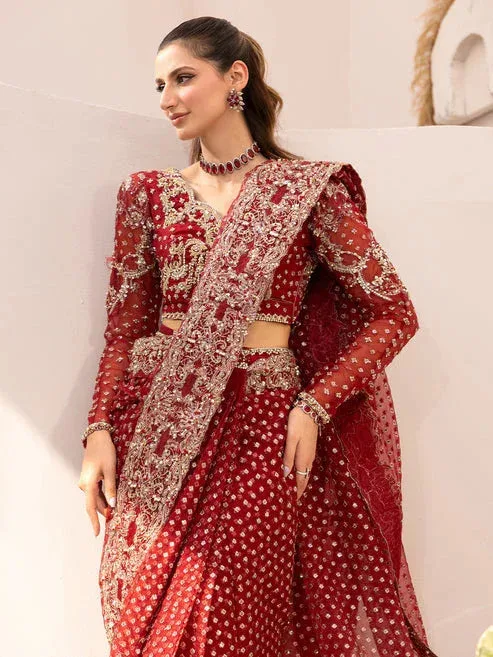 Epoque Le Tresor Luxury Pret Maroon Organza – view 7 – Poshaq