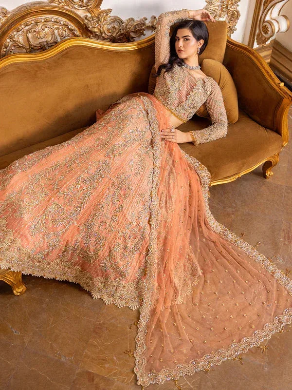 Epoque Reverie Bridals Peach Organza – view 3 – Poshaq