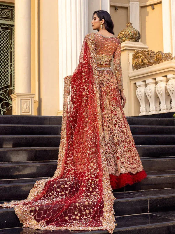 Epoque Reverie Bridals Maroon Raw Silk – view 2 – Poshaq