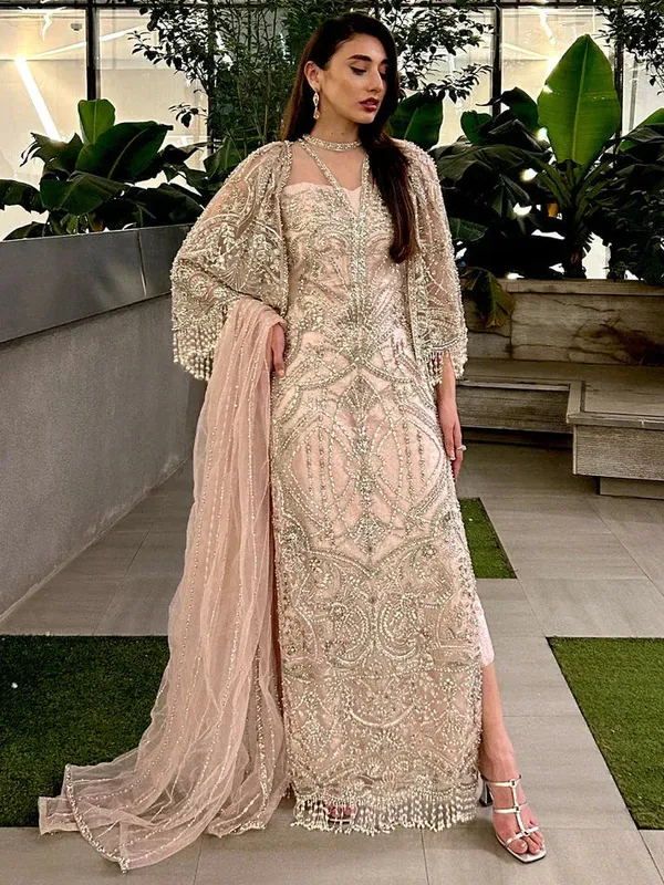 Epoque Ciel Luxury Couture Pink Raw Silk – view 1 – Poshaq