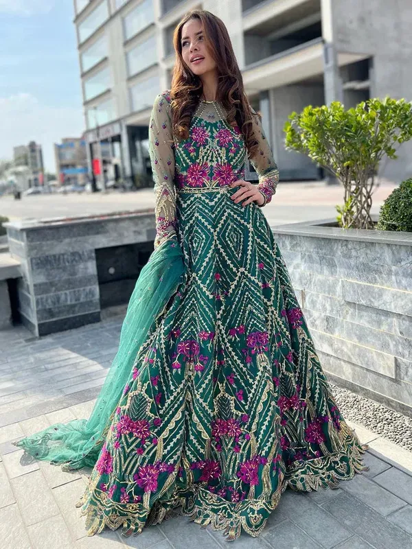 Epoque Avanti Wedding Formals Green Raw Silk – view 1 – Poshaq