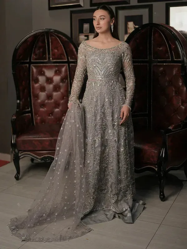 Epoque Avanti Wedding Formals Grey Raw Silk – view 1 – Poshaq