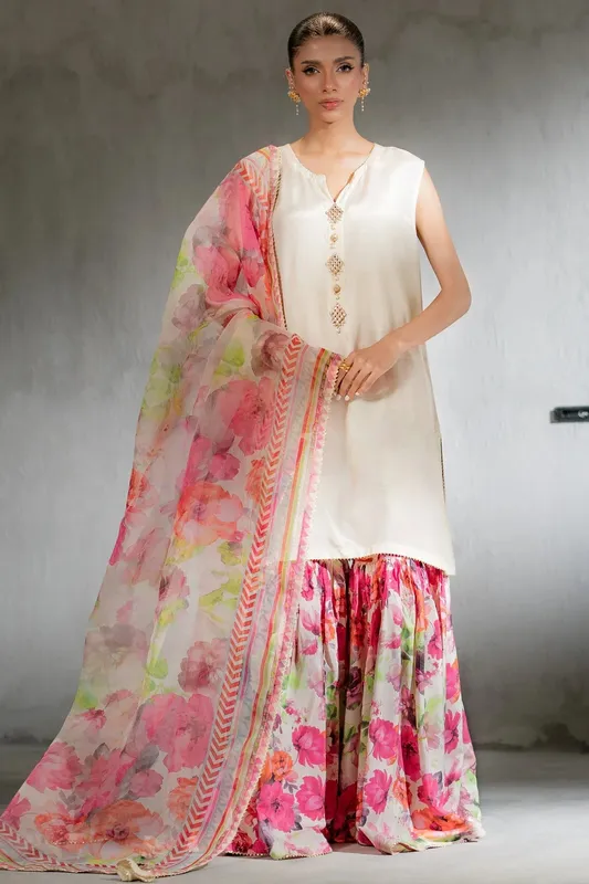 Ego Diva Premium Off White Raw Silk – view 1 – Poshaq