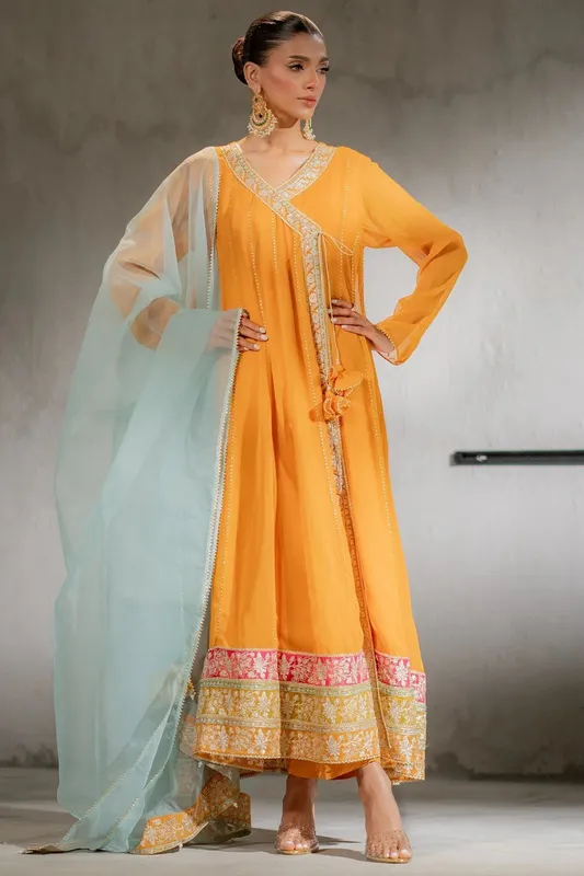 Ego Diva Premium Mustard Chiffon – view 1 – Poshaq