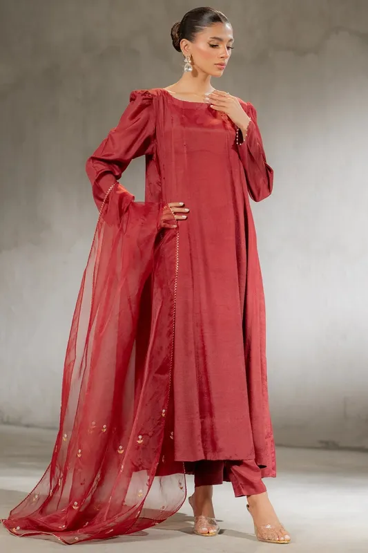 Ego Diva Premium Maroon Raw Silk – view 1 – Poshaq