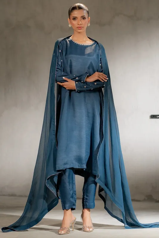 Ego Diva Premium Teal Raw Silk – view 1 – Poshaq