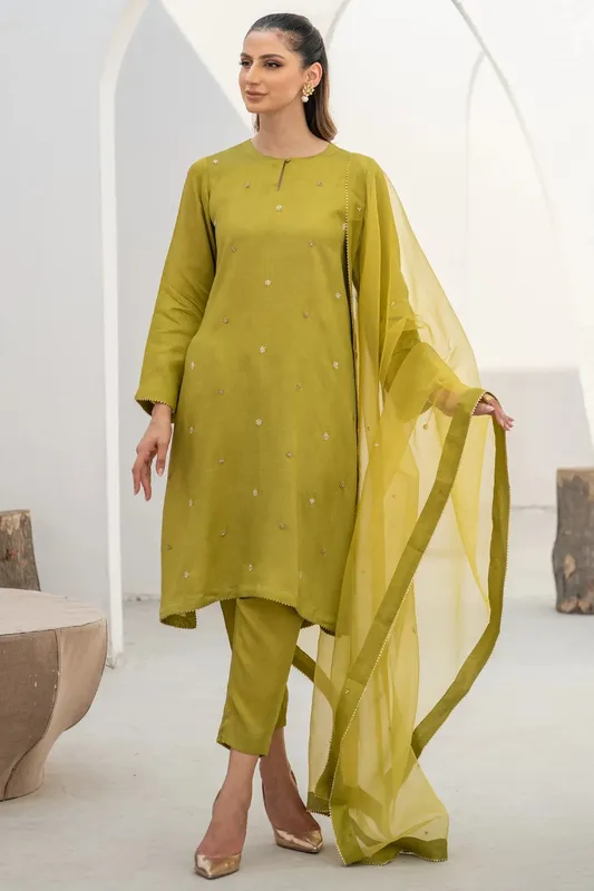 Ego Diva Premium Mustard Raw Silk – view 1 – Poshaq