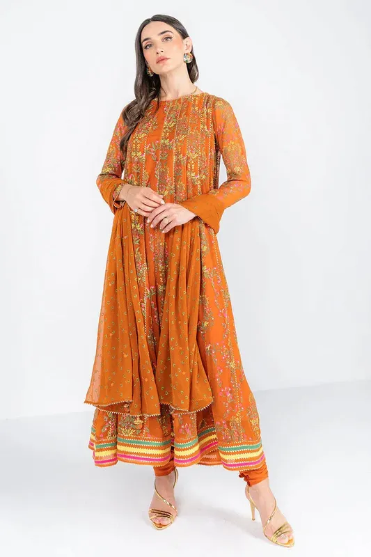 Ego Diva Premium Burnt Orange Chiffon – view 1 – Poshaq