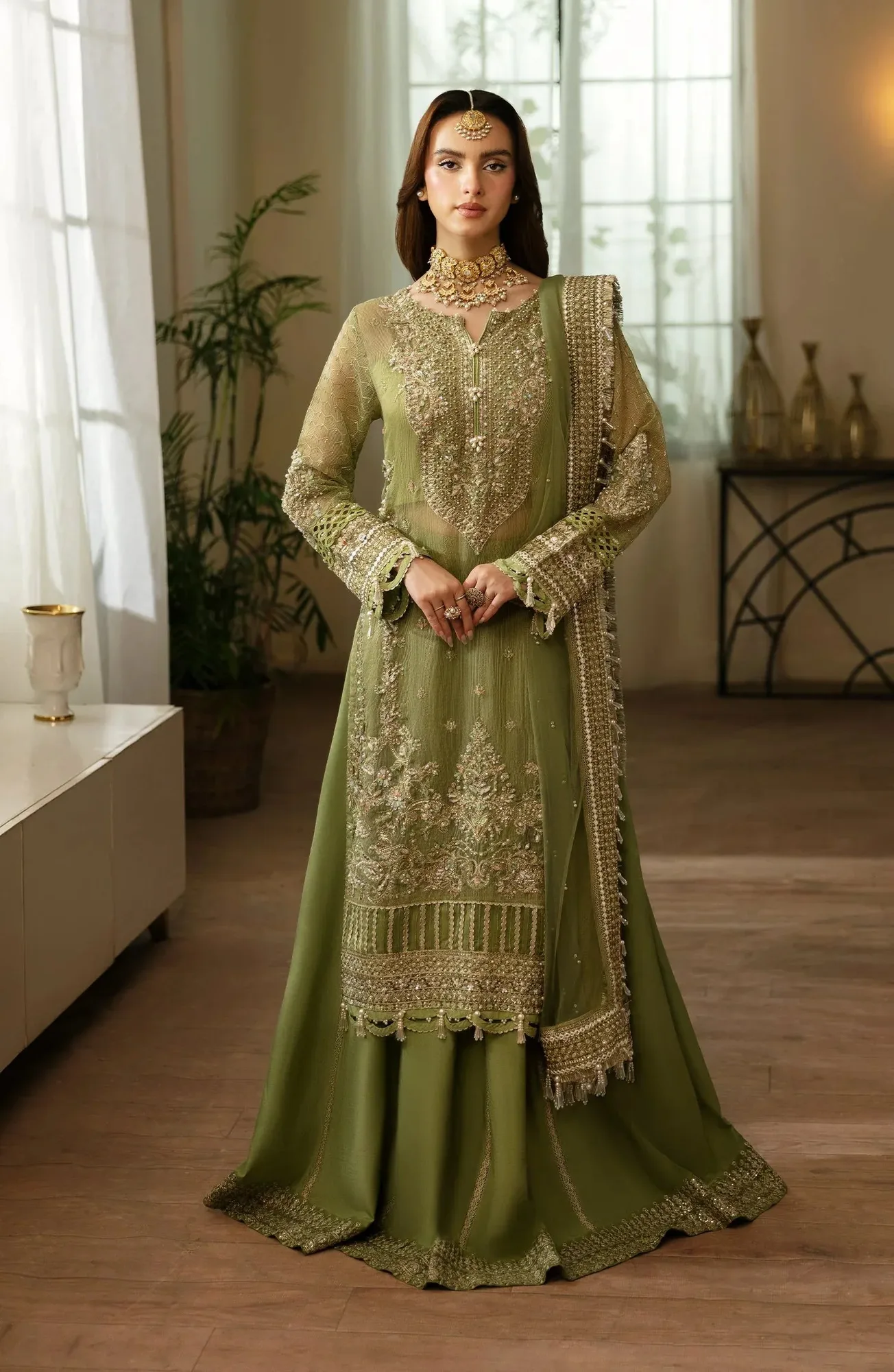 Eleshia Zarin Wedding Formals 24 Forest Green Raw Silk – view 1 – Poshaq