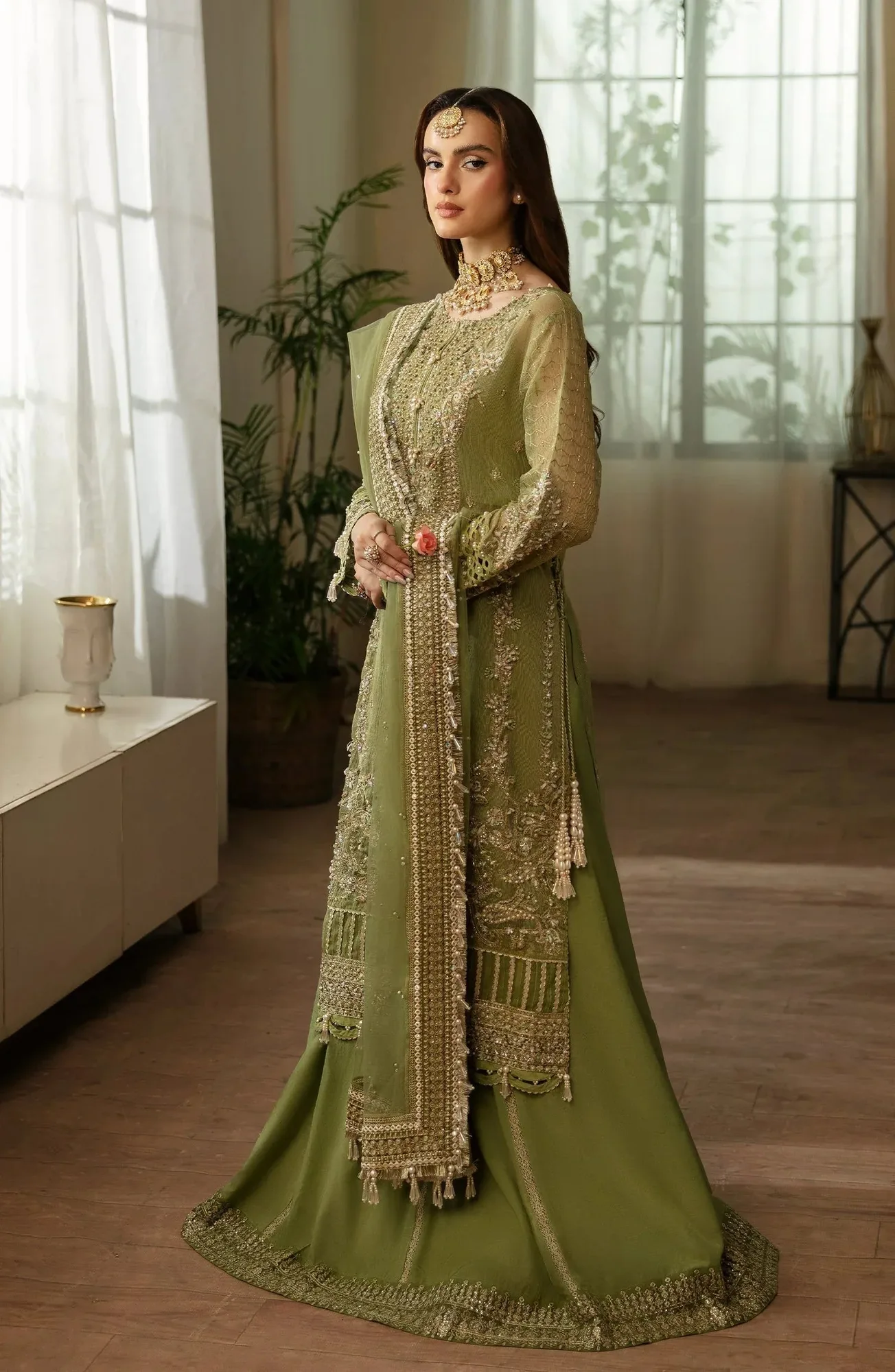Eleshia Zarin Wedding Formals 24 Forest Green Raw Silk – view 2 – Poshaq