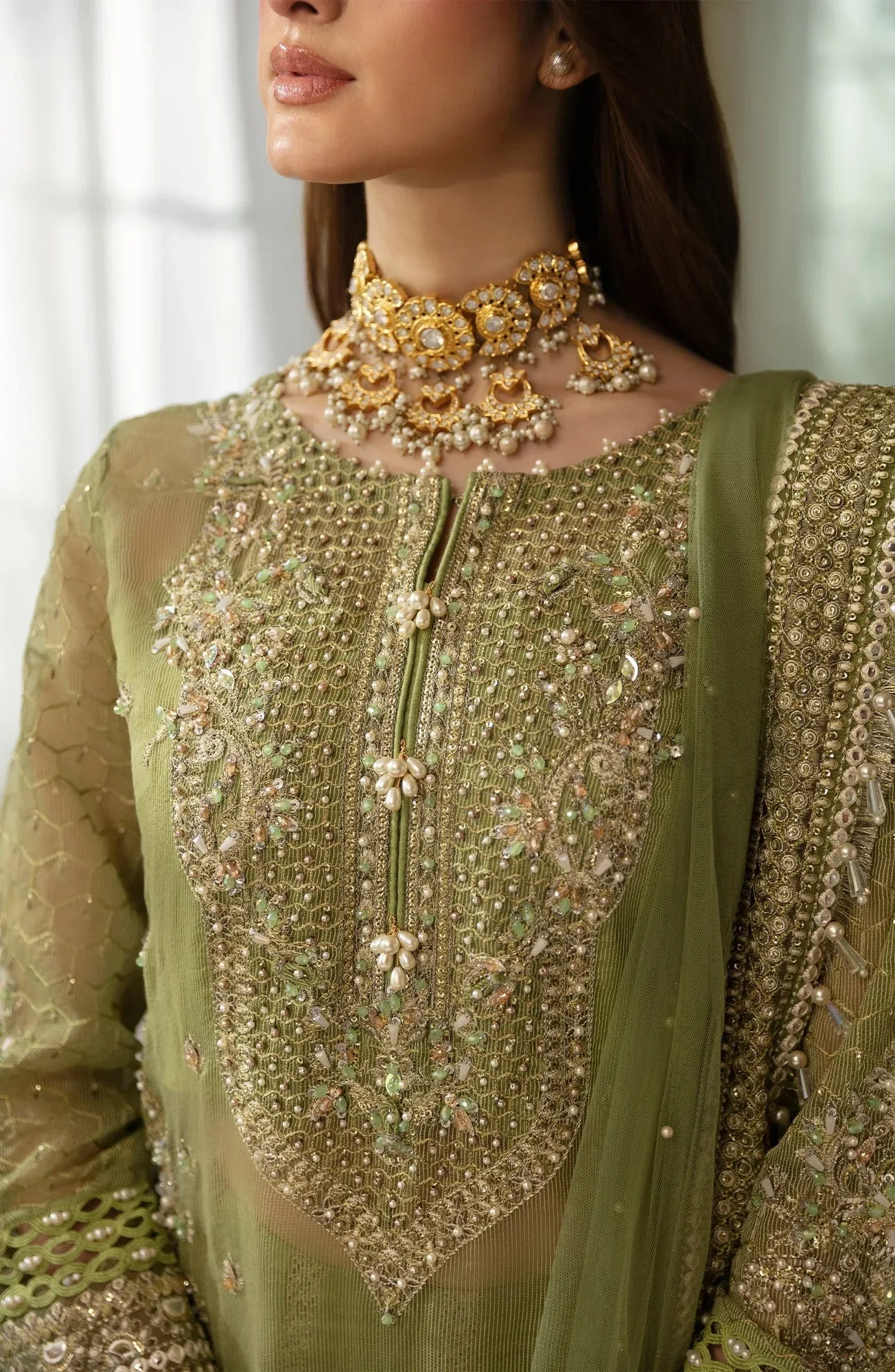 Eleshia Zarin Wedding Formals 24 Forest Green Raw Silk – view 3 – Poshaq