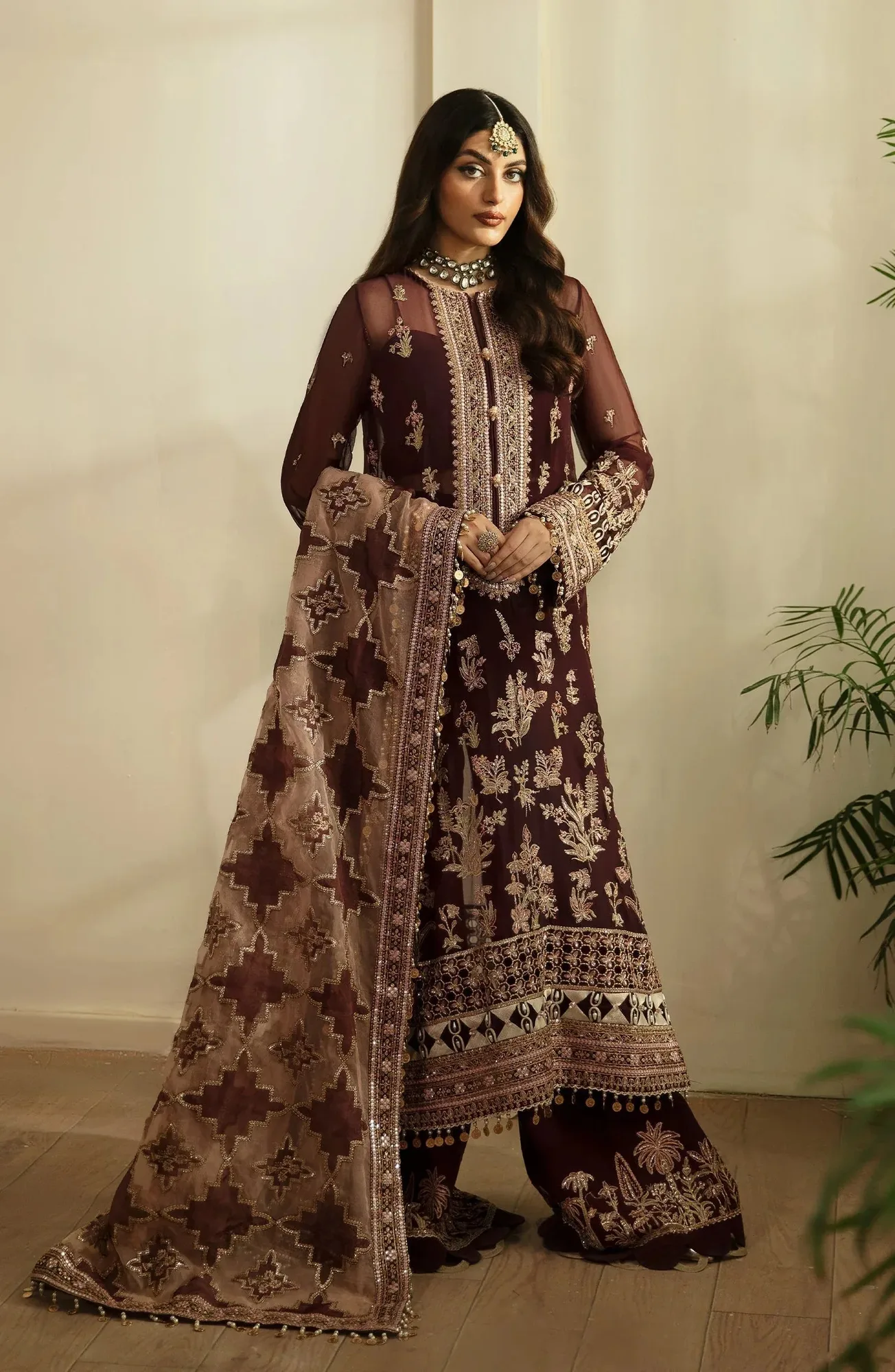 Eleshia Zarin Wedding Formals 24 Dark Brown Raw Silk – view 1 – Poshaq