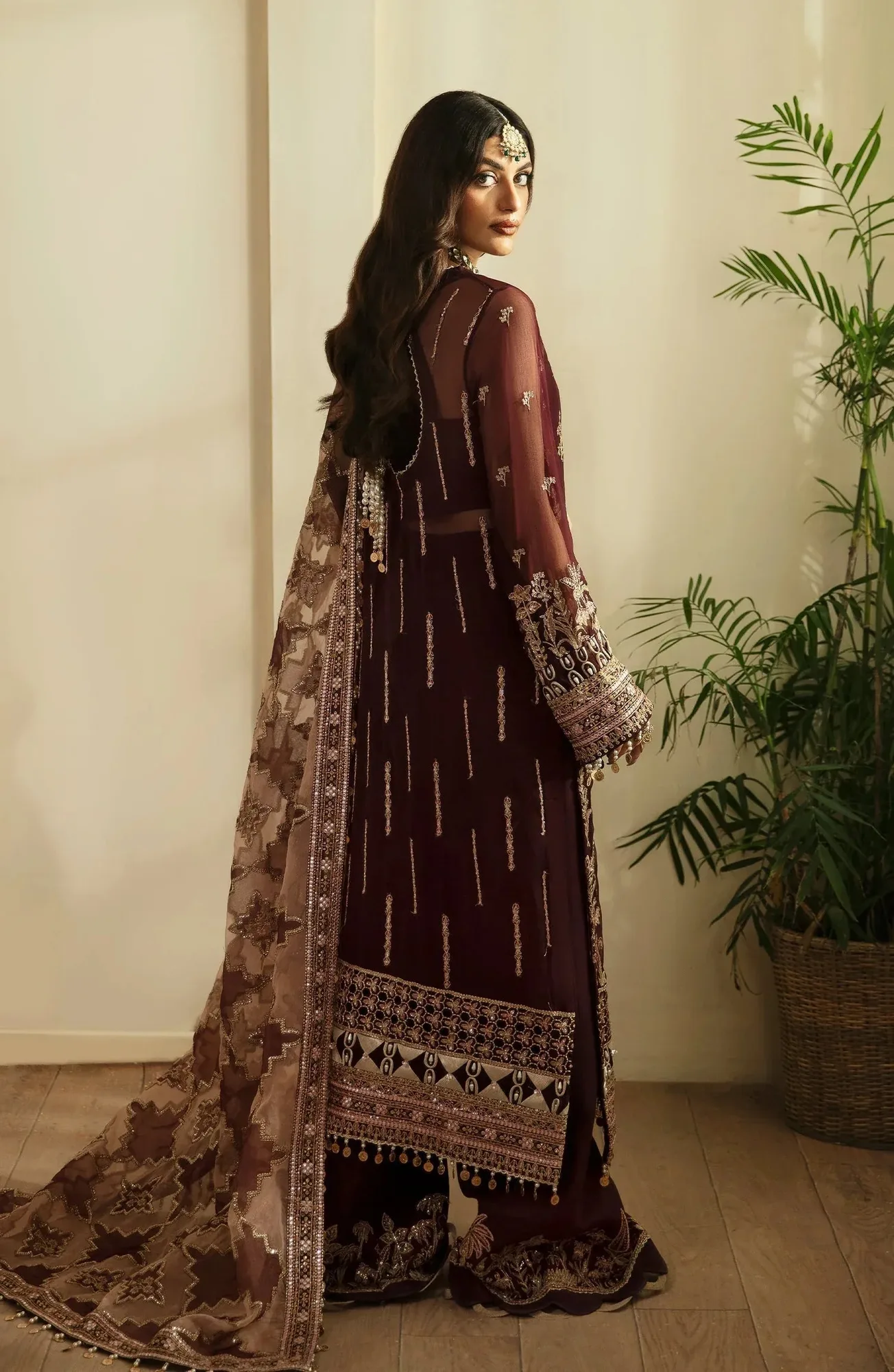 Eleshia Zarin Wedding Formals 24 Dark Brown Raw Silk – view 2 – Poshaq