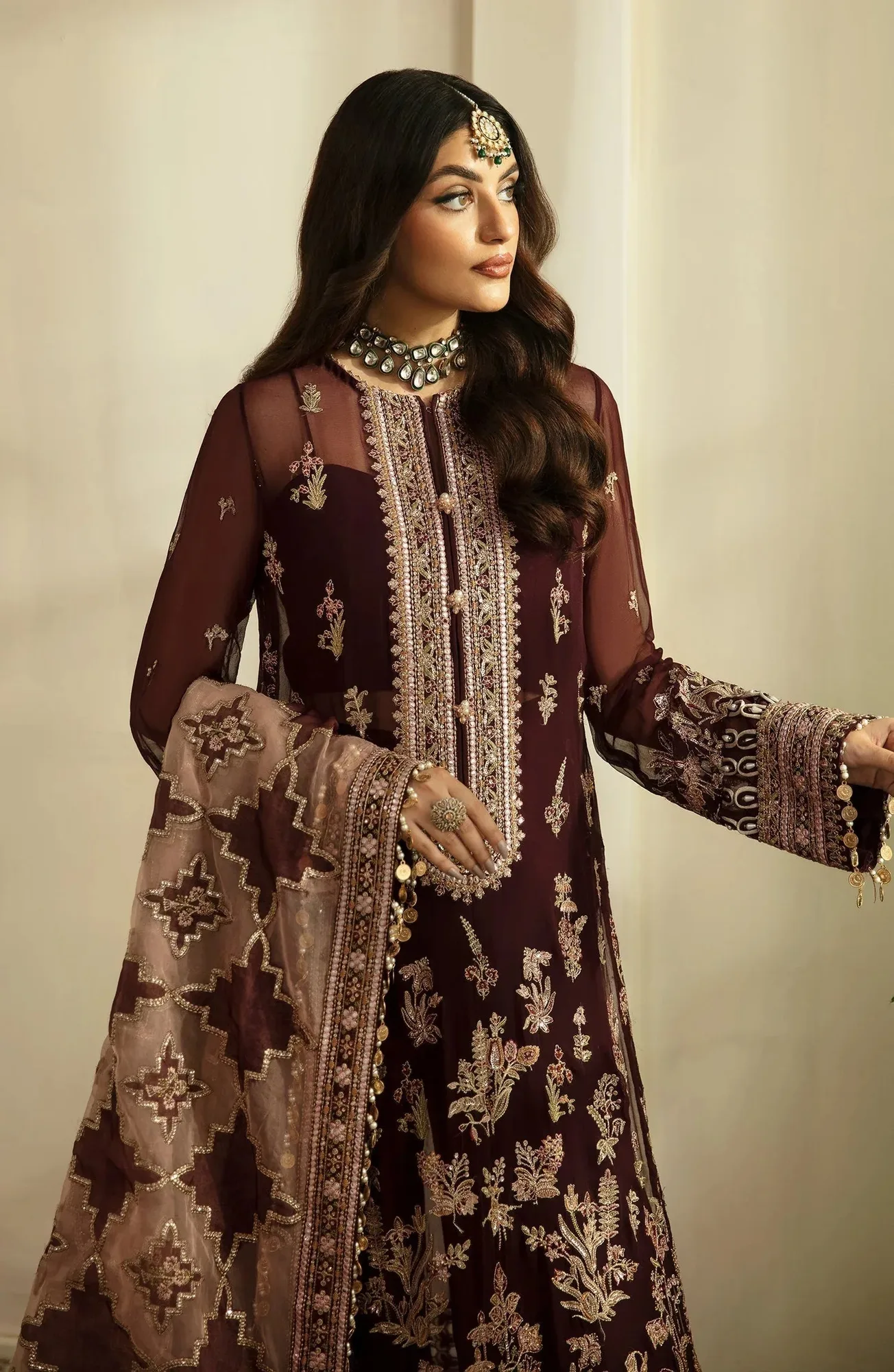 Eleshia Zarin Wedding Formals 24 Dark Brown Raw Silk – view 3 – Poshaq