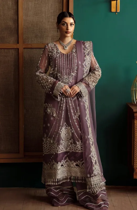 Eleshia Zarin Wedding Formals 24 Purple grey Raw Silk – view 1 – Poshaq