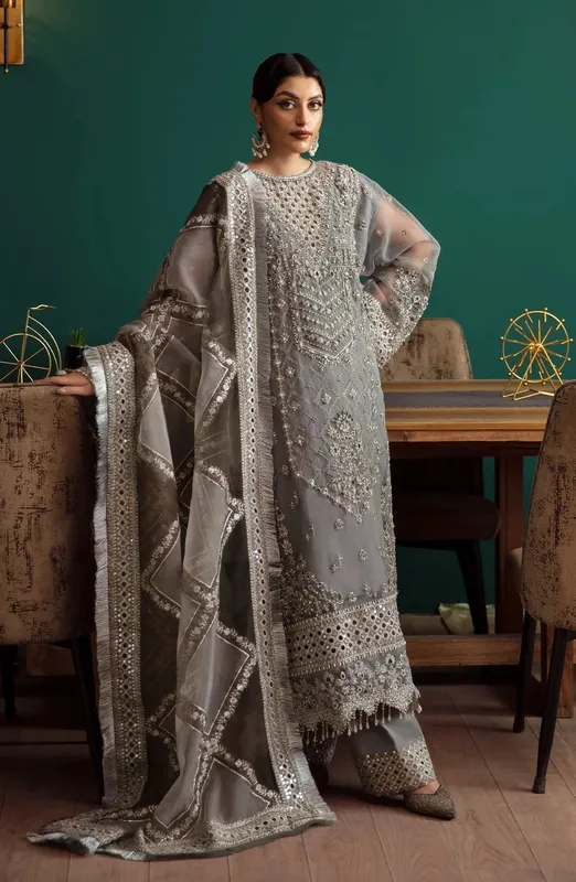Eleshia Zarin Wedding Formals 24 Dark Gray Raw Silk – view 1 – Poshaq