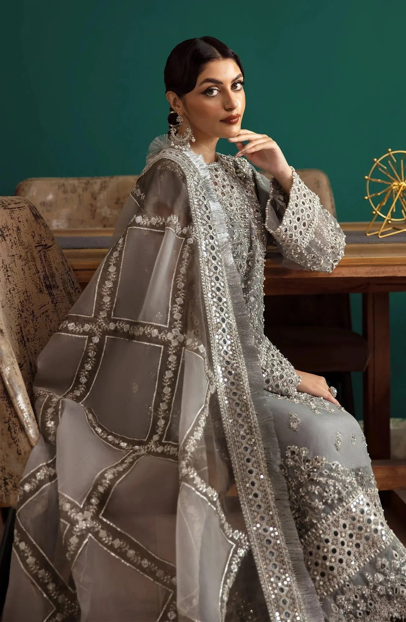 Eleshia Zarin Wedding Formals 24 Dark Gray Raw Silk – view 4 – Poshaq