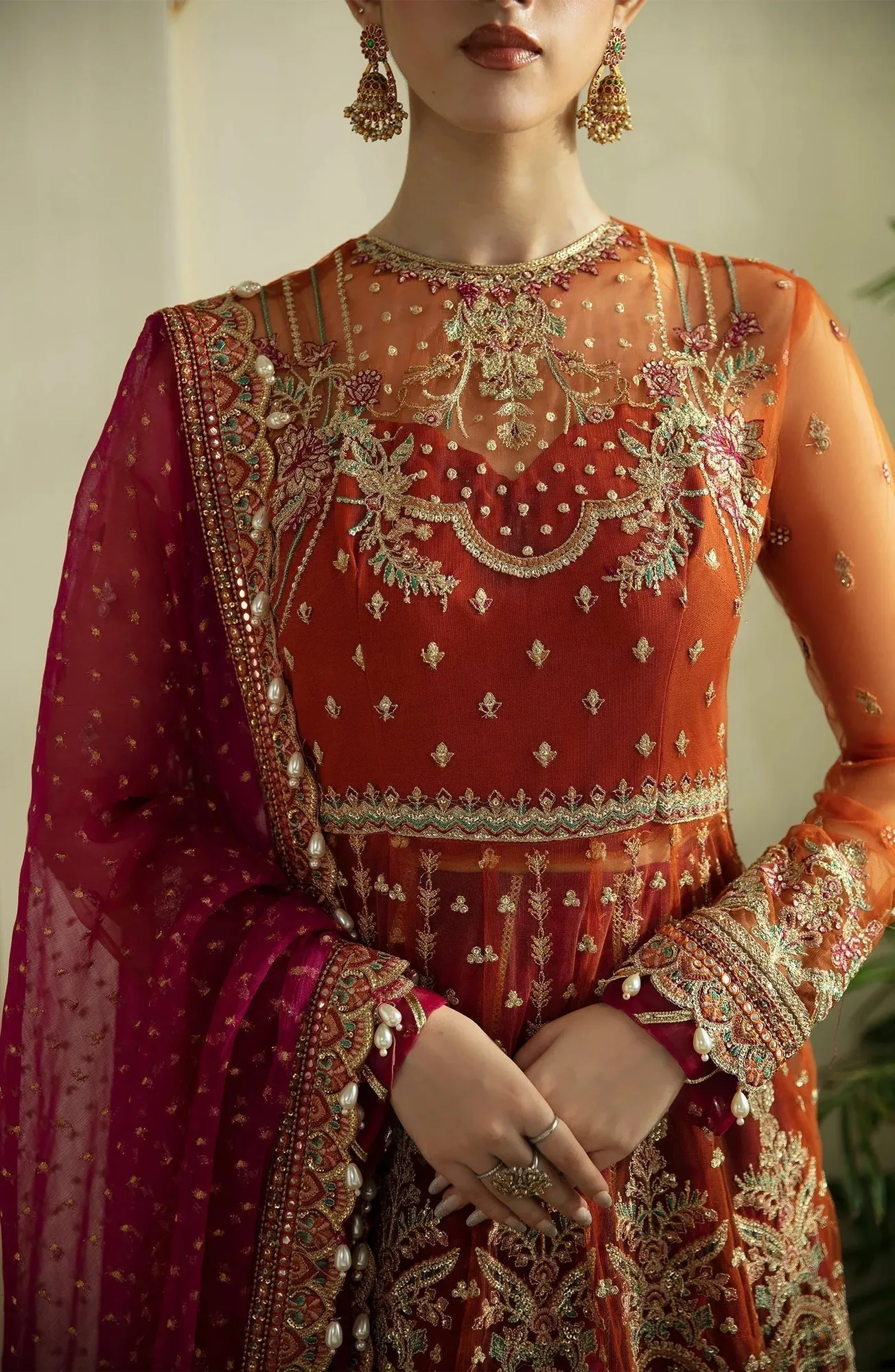 Eleshia Zarin Wedding Formals 24 Rust Raw Silk – view 3 – Poshaq