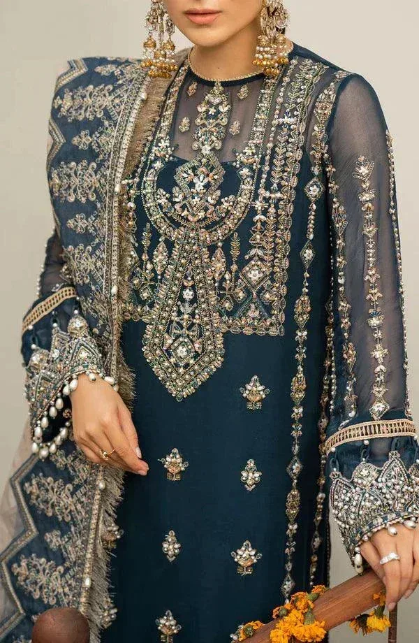 Eleshia Zarin Wedding Formals 23 Teal Raw Silk – view 5 – Poshaq