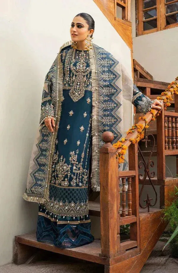 Eleshia Zarin Wedding Formals 23 Teal Raw Silk – view 6 – Poshaq