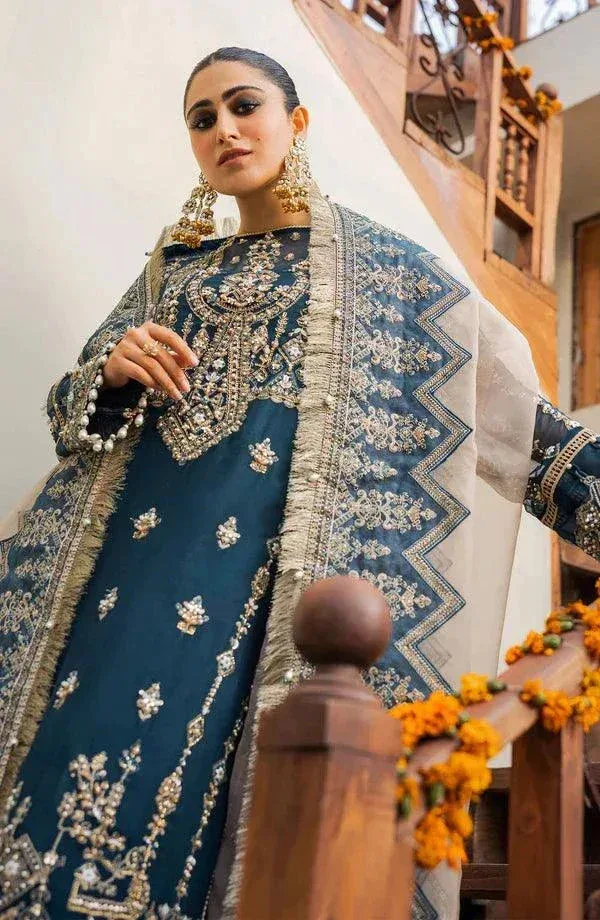 Eleshia Zarin Wedding Formals 23 Teal Raw Silk – view 7 – Poshaq