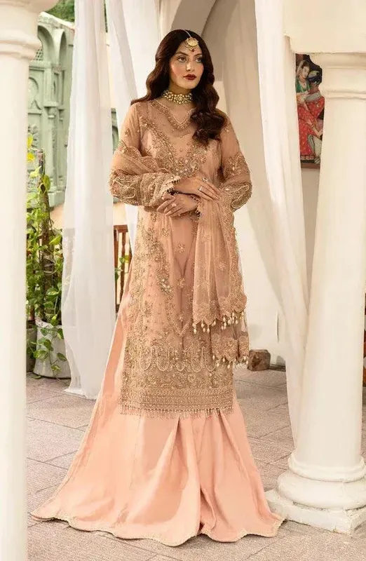 Eleshia Zarin Wedding Formals 23 Peach Raw Silk – view 1 – Poshaq