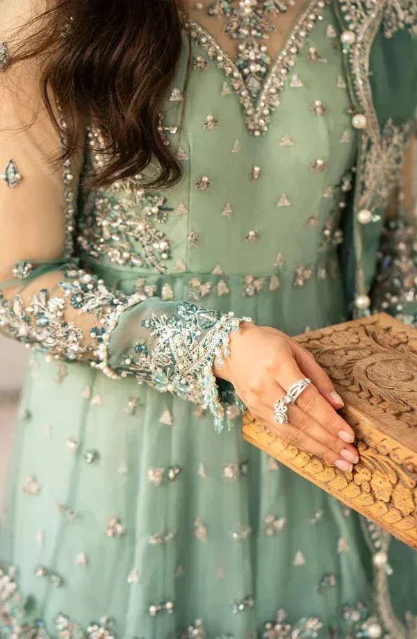 Eleshia Zarin Wedding Formals 23 Green Raw Silk – view 8 – Poshaq