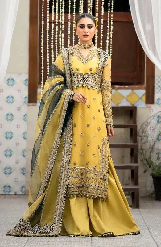 Eleshia Zarin Wedding Formals 23 Yellow Raw Silk – view 1 – Poshaq