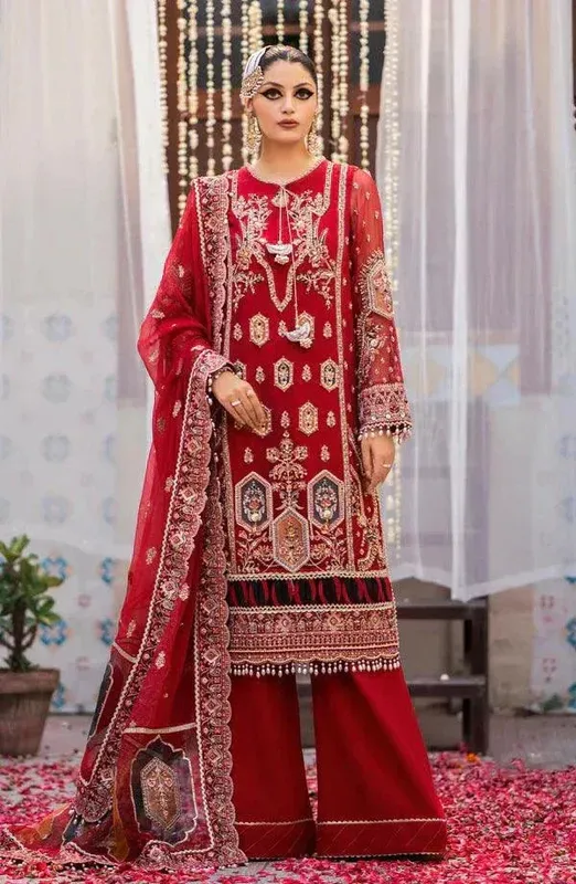 Eleshia Zarin Wedding Formals 23 Red Raw Silk – view 1 – Poshaq