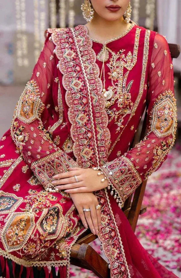 Eleshia Zarin Wedding Formals 23 Red Raw Silk – view 3 – Poshaq