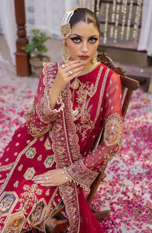Eleshia Zarin Wedding Formals 23 Red Raw Silk – view 5 – Poshaq