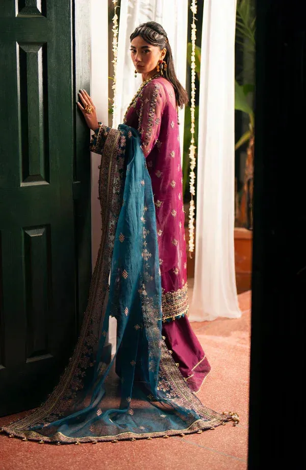Eleshia Khatoon Wedding Formals Purple Raw Silk – view 2 – Poshaq