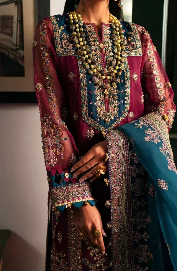 Eleshia Khatoon Wedding Formals Purple Raw Silk – view 4 – Poshaq