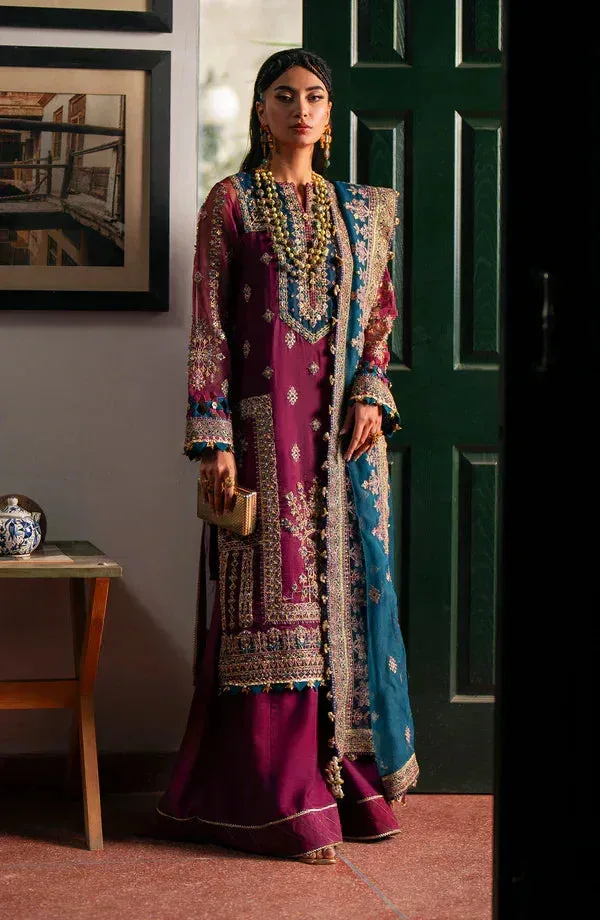 Eleshia Khatoon Wedding Formals Purple Raw Silk – view 5 – Poshaq